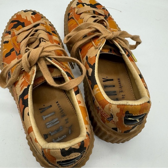 Puma x fenty creepers Rihanna orange camo platform leather sneakers women’s 7.5 - Picture 6 of 8